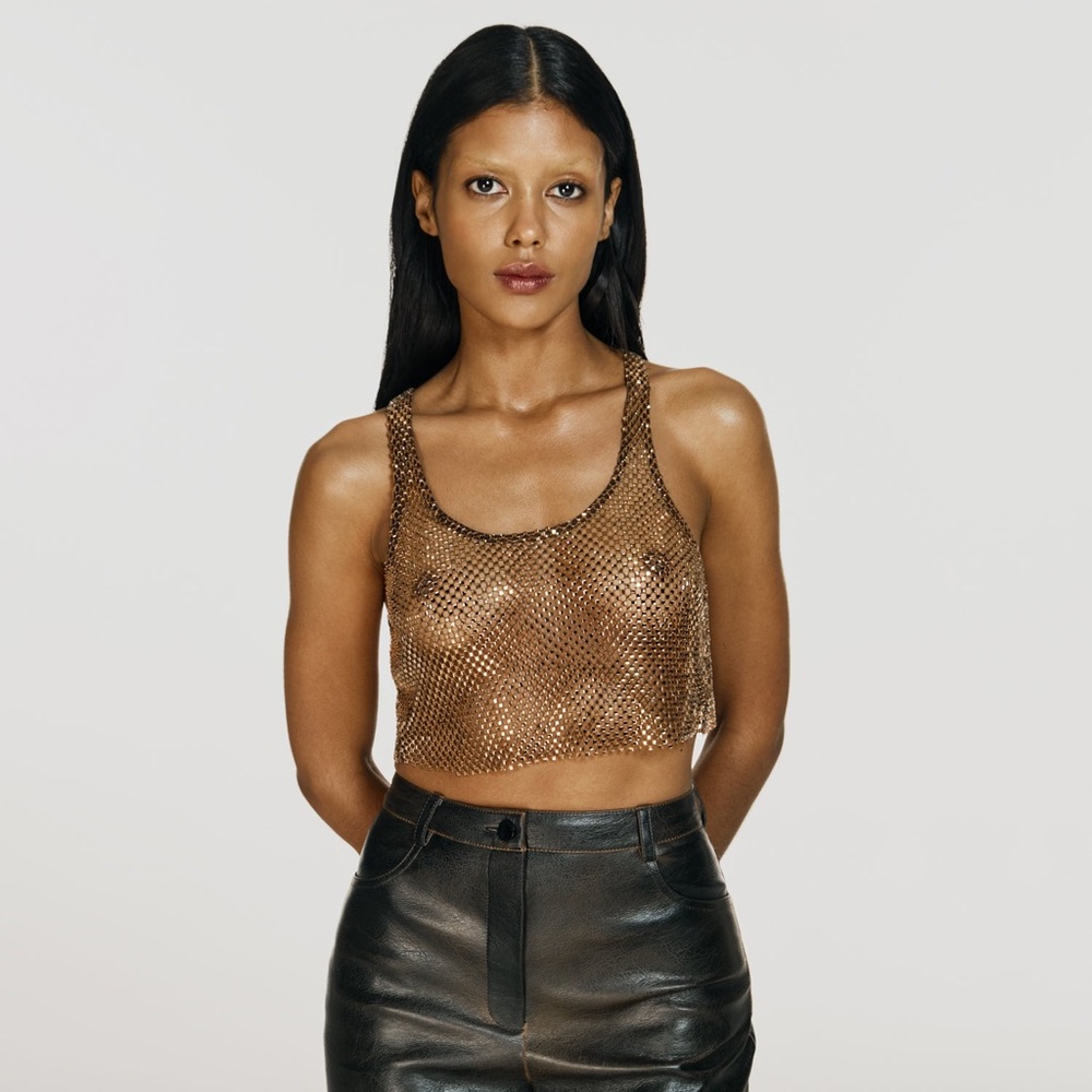 CULTNAKED Stardust Crop Top in Choco Brown